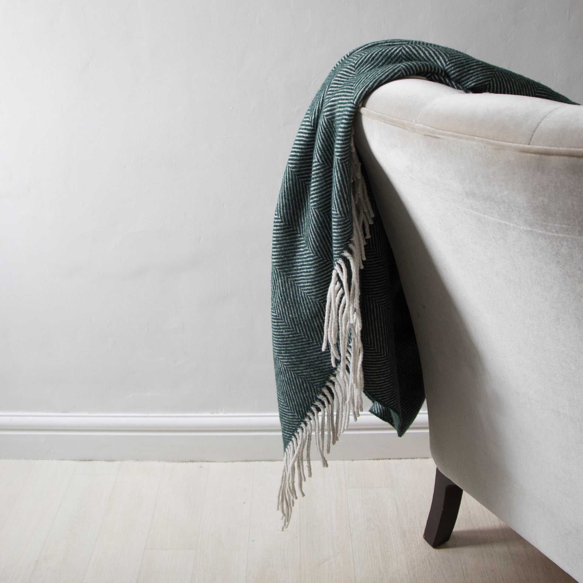 Forest Green Herringbone Blanket