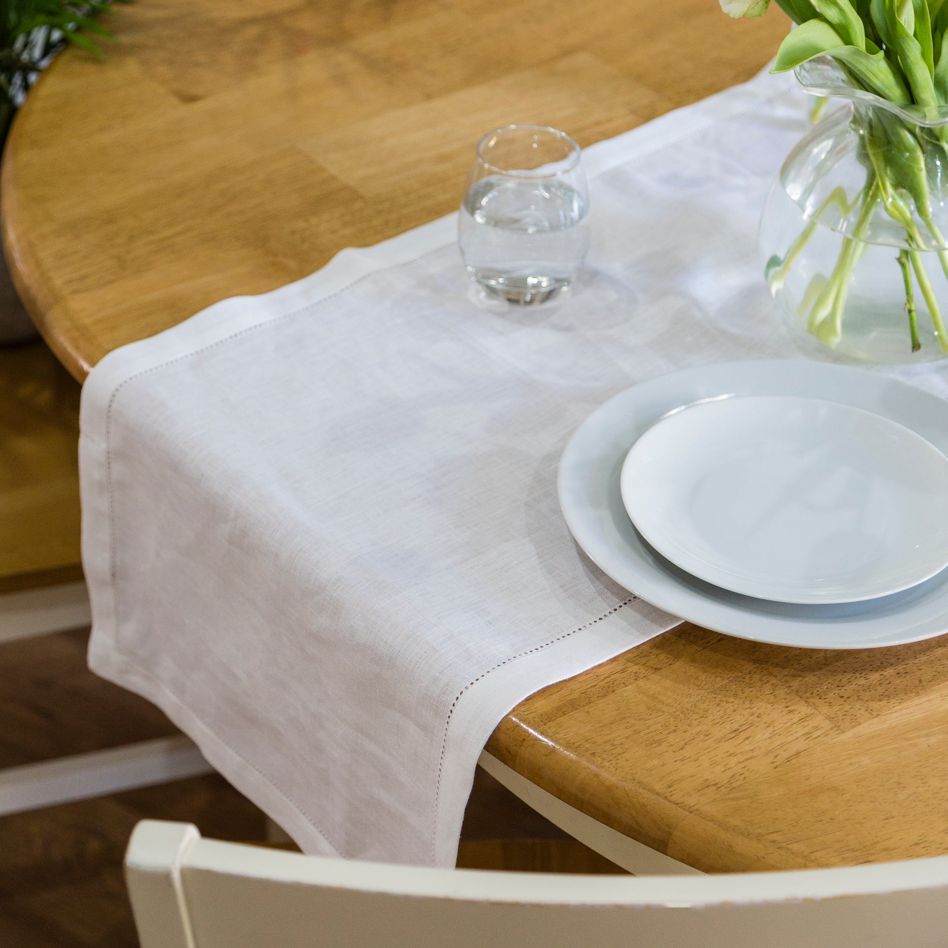 Hemstitch Linen Table Runner