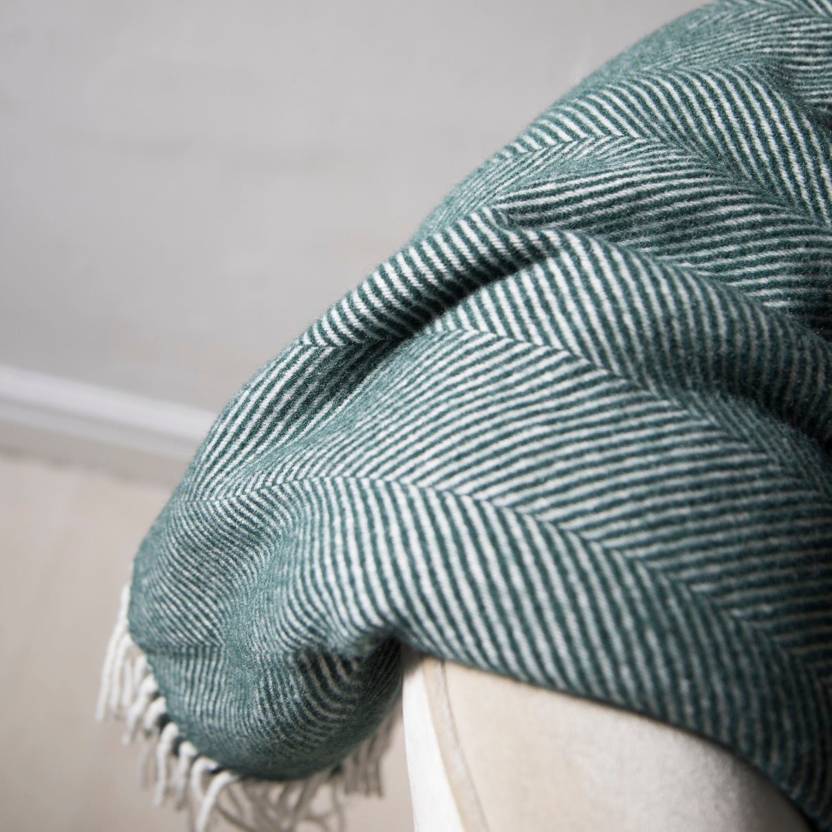 Forest Green Herringbone Blanket