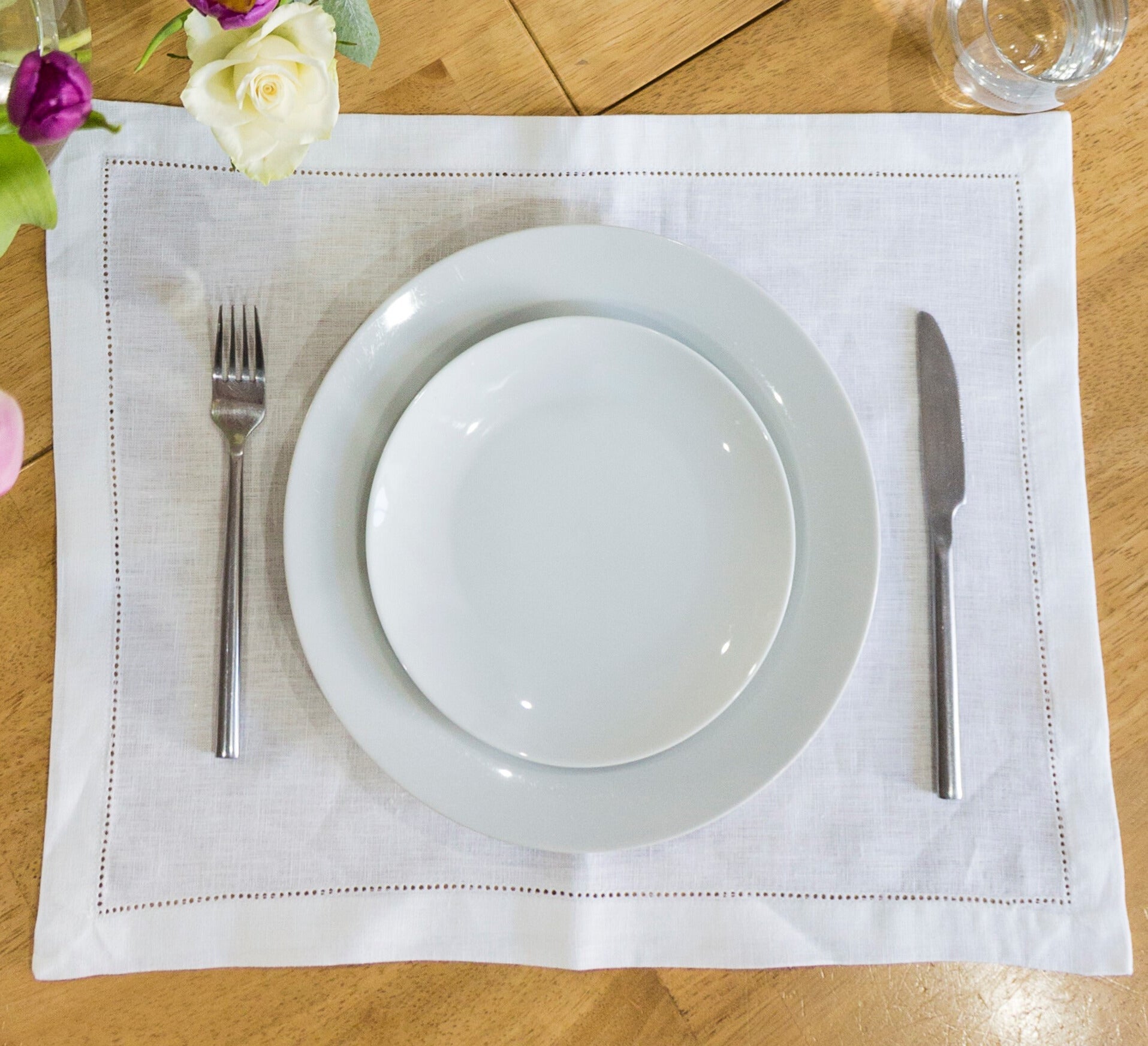 Set of 2 Hemstitch Linen Place Mats