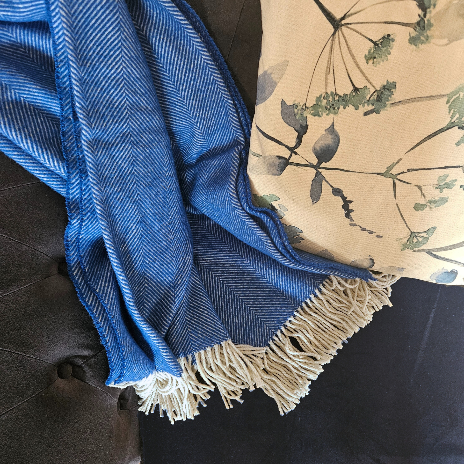 Cobalt Blue Herringbone Blanket