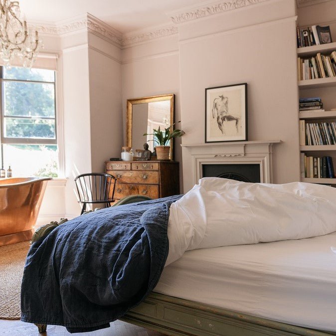 Washed Denim Linen Quilted Throw