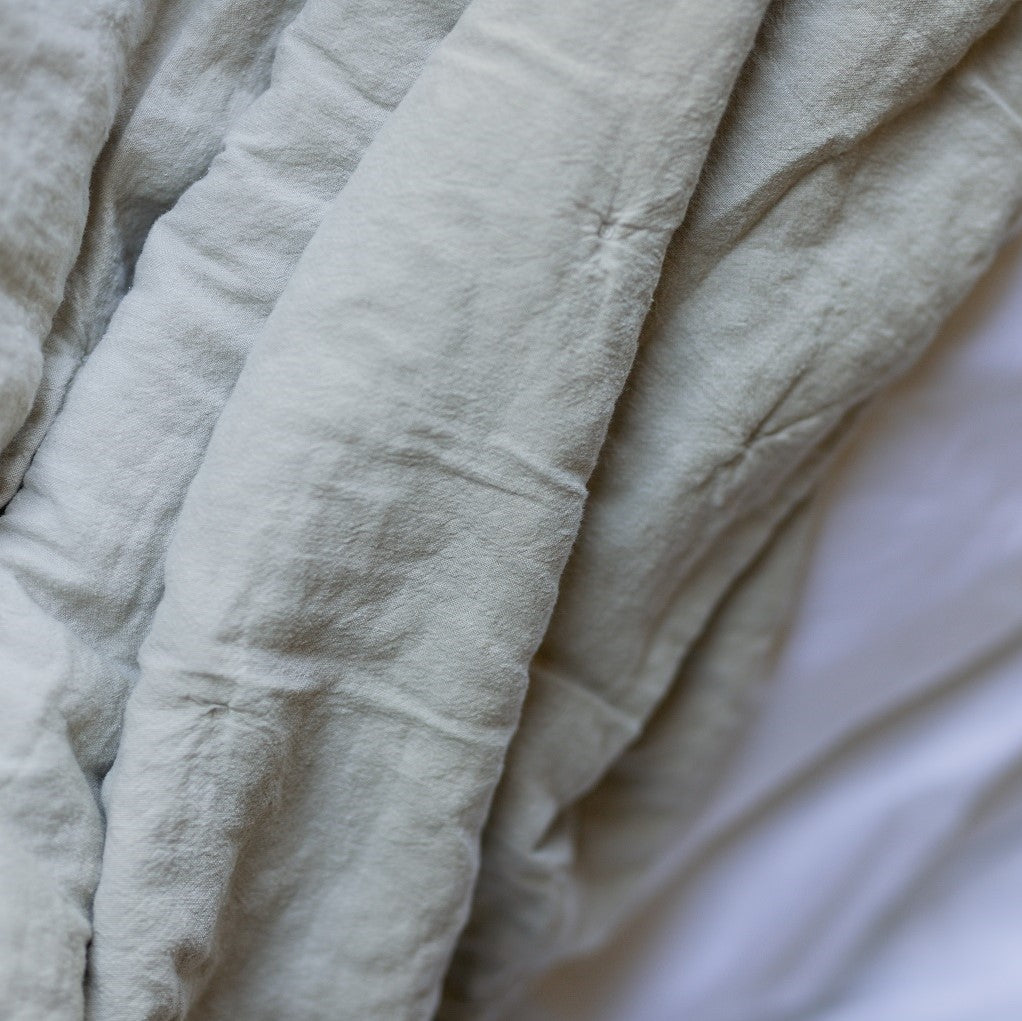 Oatmeal Linen Quilted Throw