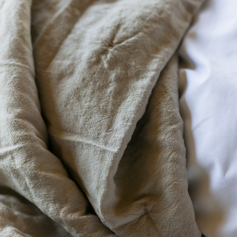 Oatmeal Linen Quilted Throw